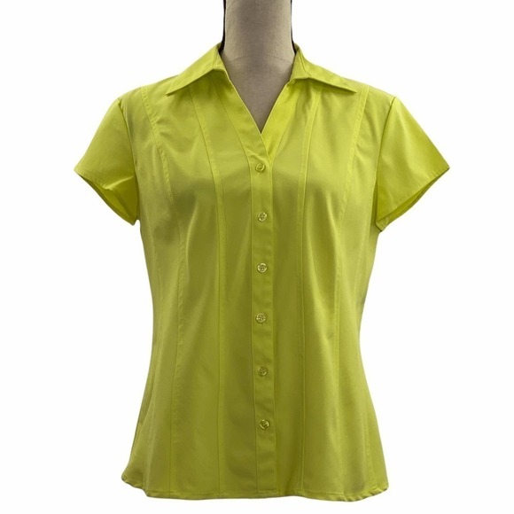 STYLE & Co Green Short Sleeve Button Down Shirt - Picture 1 of 10
